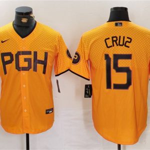 Pittsburgh Pirates #15 Oneil Cruz Gold City Connect Stitched Jersey