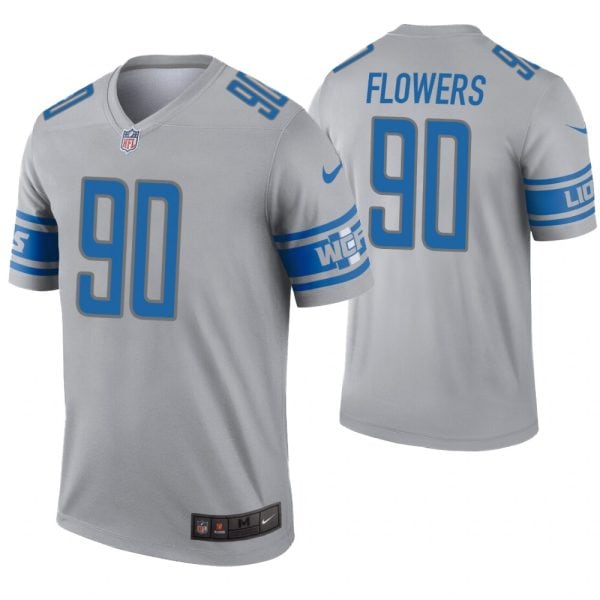 Detroit Lions #90 Trey Flowers Gray Inverted Legend Jersey