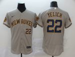 Milwaukee Brewers #22 Christian Yelich Grey Flex Base Stitched Jersey