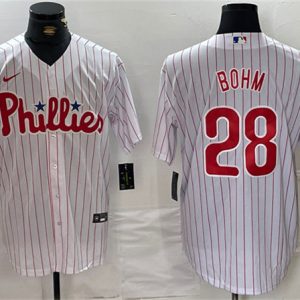 Philadelphia Phillies #28 Alec Bohm White Cool Base Stitched Jersey