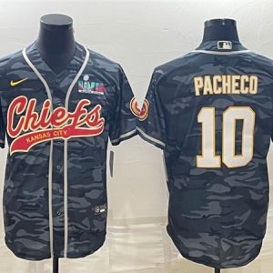 Kansas City Chiefs #10 Isiah Pacheco Gray Camo With Super Bowl LVII Patch Cool Base Stitched Jersey