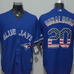Blue Jays #20 Josh Donaldson Blue USA Flag Fashion Stitched Jersey