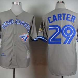 Mitchell And Ness 1992 Blue Jays #29 Joe Carter Grey Stitched Throwback Jersey