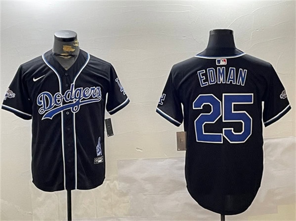 Los Angeles Dodgers #25 Tommy Edman Black 2024 World Series Champions Limited Jersey