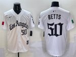 Los Angeles Dodgers #50 Mookie Betts White Mexico 2025 LA Gothic Style With Fernando Patch Vapor Premier Limited Stitched Jersey