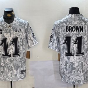 Philadelphia Eagles #11 A. J. Brown 2024 F.U.S.E Arctic Camo Salute To Service Limited Stitched Jersey