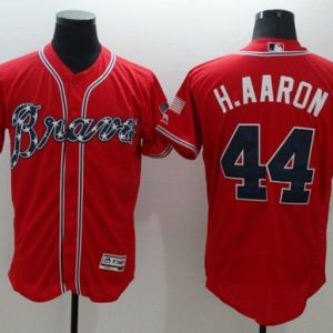 Braves #44 Hank Aaron Red Flexbase Authentic Collection Stitched Jersey