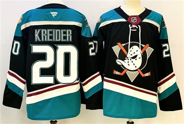 Anaheim Ducks #20 Chris Kreider Black Teal 2024-25 Stitched Jersey