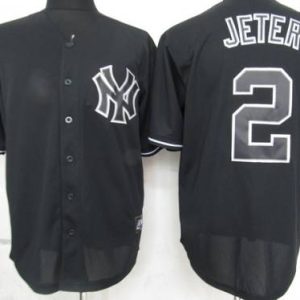 Yankees #2 Derek Jeter Black Fashion Stitched Jersey