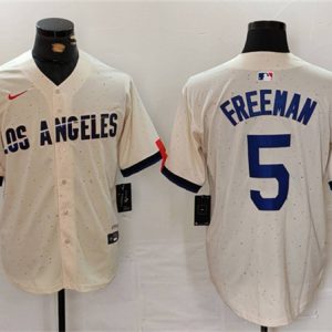 Los Angeles Dodgers #5 Freddie Freeman Cream Stitched Jersey