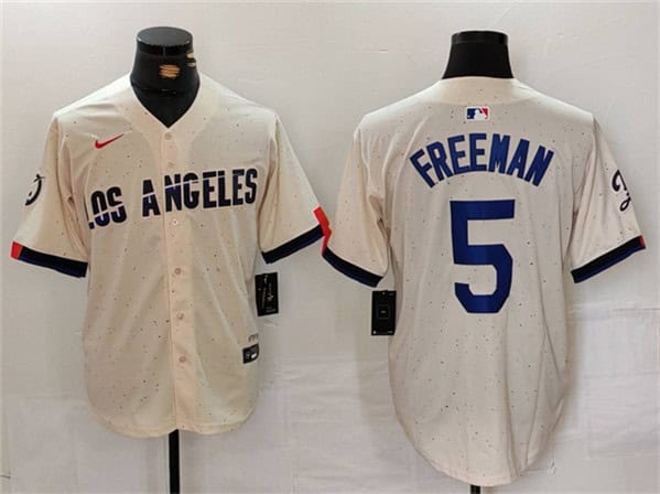 Los Angeles Dodgers #5 Freddie Freeman Cream Stitched Jersey