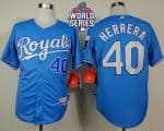 Royals #40 Kelvin Herrera Light Blue Alternate Cool Base W 2015 World Series Patch Stitched Jersey