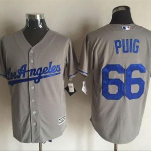 Dodgers #66 Yasiel Puig Grey New Cool Base Stitched Jersey