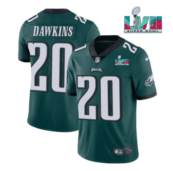 Philadelphia Eagles #20 Brian Dawkins Green Super Bowl LVII Patch Vapor Untouchable Limited Stitched Jersey