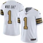 Saints #1 Who Dat White Stitched Limited Rush Nike Jersey