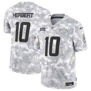 Los Angeles Chargers #10 Justin Herbert Arctic Camo 2024 F.U.S.E. Salute To Service Limited Stitched Jersey