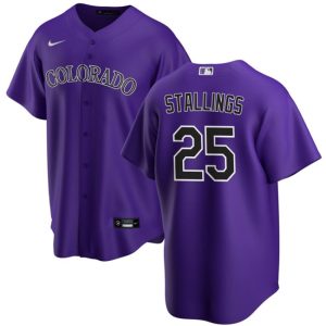 Colorado Rockies #25 Jacob Stallings Purple Cool Base Stitched Jersey
