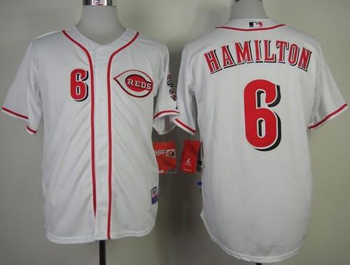 Reds #6 Billy Hamilton White Cool Base Stitched Jersey