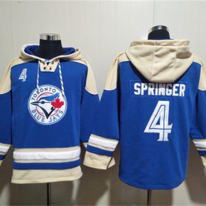 Toronto Blue Jays #4 George Springer Royal Ageless Must-Have Lace-Up Pullover Hoodie