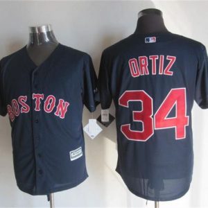 Red Sox #34 David Ortiz Navy Blue New Cool Base Stitched Jersey