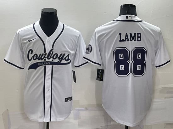 Dallas Cowboys #88 CeeDee Lamb White Cool Base Stitched Baseball Jersey