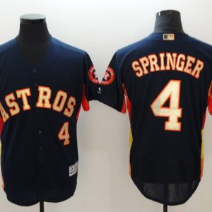 Houston Astros #4 George Springer Navy 2018 Gold Program Flexbase Stitched Jersey