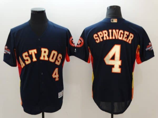 Houston Astros #4 George Springer Navy 2018 Gold Program Flexbase Stitched Jersey