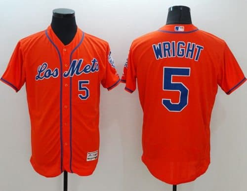 Mets #5 David Wright Orange Flexbase Authentic Collection Los Mets Stitched Jersey