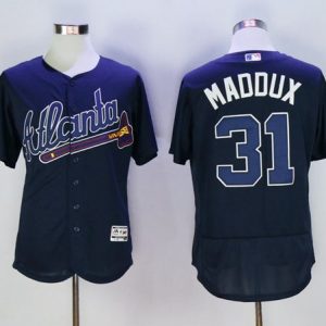 Braves #31 Greg Maddux Navy Blue Flexbase Authentic Collection Stitched Jersey