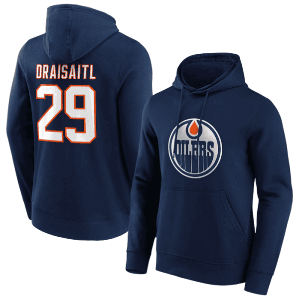 Edmonton Oilers #29 Leon Draisaitl Navy Pullover Hoodie