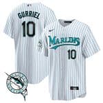 Miami Marlins #10 Yulieski Gurriel White Cool Base Stitched Jersey