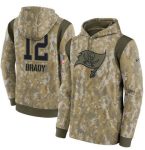 Tampa Bay Buccaneers #12 Tom Brady Camo 2021 Salute To Service Therma Performance Pullover Hoodie