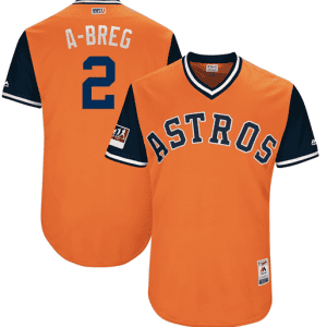 Houston Astros Alex Bregman "A-Breg" Majestic Orange Navy 2018 Players' Weekend Jersey