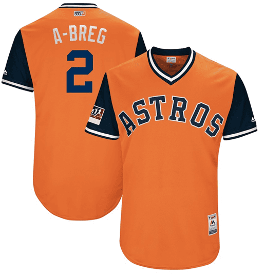 Houston Astros Alex Bregman "A-Breg" Majestic Orange Navy 2018 Players' Weekend Jersey