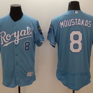 Royals #8 Mike Moustakas Light Blue Flexbase Authentic Collection Stitched Jersey
