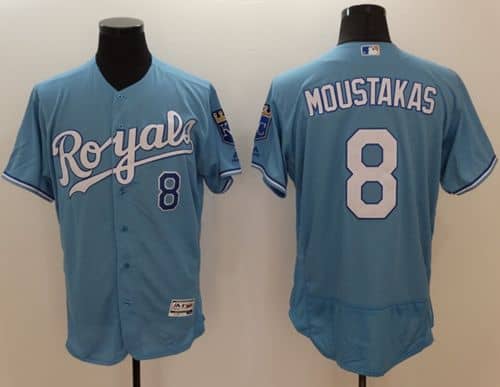 Royals #8 Mike Moustakas Light Blue Flexbase Authentic Collection Stitched Jersey