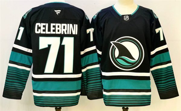 San Jose Sharks #71 Macklin Celebrini Black 2024-25 Alternate Stitched Jersey