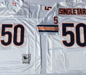 Mitchell Ness Bears #50 Mike Singletary White Small No. Throwback Stitched Jersey