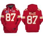 Kansas City Chiefs #87 Travis Kelce Red Super Bowl LVIII Patch Limited Edition Hoodie