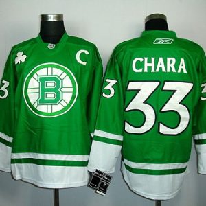 Bruins #33 Chara Green St. Patty's Day Stitched Jersey