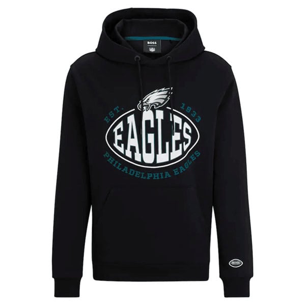 Philadelphia Eagles Black BOSS X Touchback Pullover Hoodie