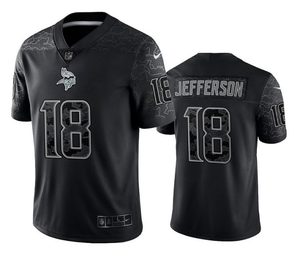 Minnesota Vikings #18 Justin Jefferson Black Reflective Limited Stitched Football Jersey