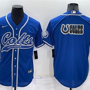Indianapolis Colts Royal Team Big Logo With Patch Cool Base Stitched Baseball Jersey
