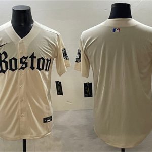 Boston Red Sox Blank Cream Gothic Vapor Limited Stitched Jersey