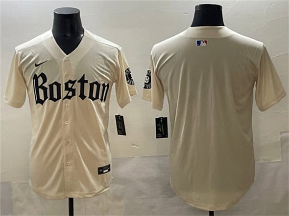 Boston Red Sox Blank Cream Gothic Vapor Limited Stitched Jersey