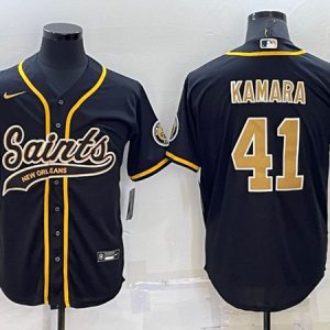 New Orleans Saints #41 Alvin Kamara Black Cool Base Stitched Baseball Jersey