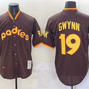 San Diego Padres #19 Tony Gwynn Brown Throwback Stitched Jersey