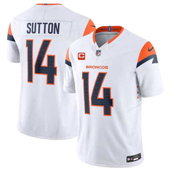 Denver Broncos #14 Courtland Sutton White 2024 F.U.S.E. With 4-Star C Patch Vapor Limited Stitched Jersey