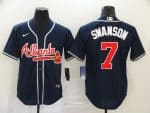 Atlanta Braves #7 Dansby Swanson Navy Cool Base Stitched Jersey