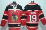 Blackhawks #19 Jonathan Toews Red Sawyer Hooded Sweatshirt Stitched Jersey